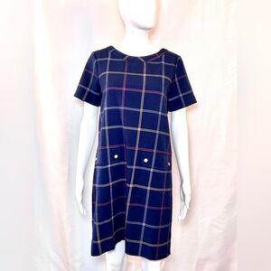 J.Crew Factor Shift Dress Navy Blue Plaid Size 4
